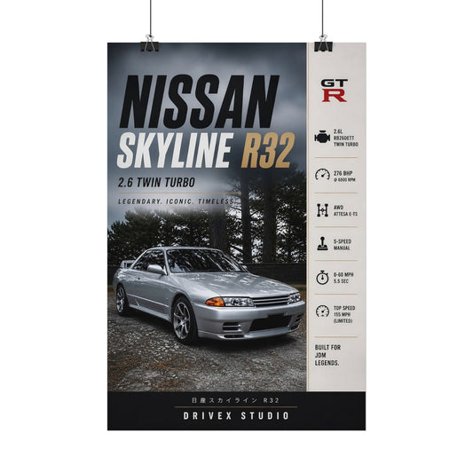 Nissan Skyline R32 Satin Poster